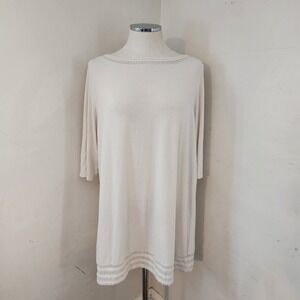 J. Jill Ivory Eyelet Trim Tunic‎ Women's Size XL
